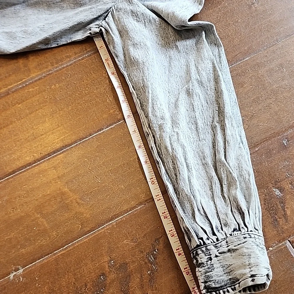 River Island Acid Wash Longsleeve Shirt Dress Pearl Button Down Size 12 - Picture 7 of 11